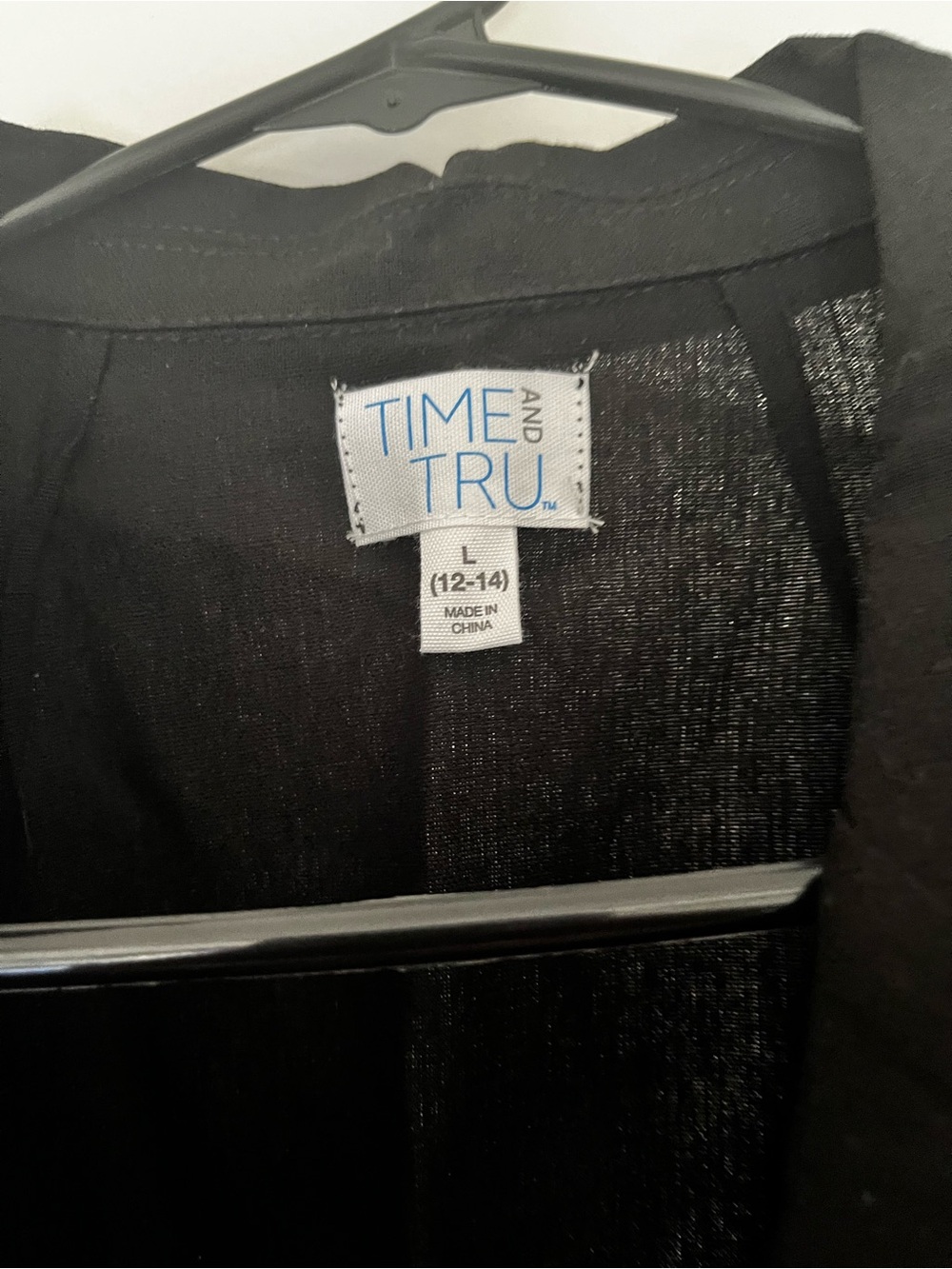 Time and Tru Black Sheer Open Front Cardigan